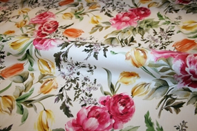 Bomuldsstof med romantisk blomsterprint