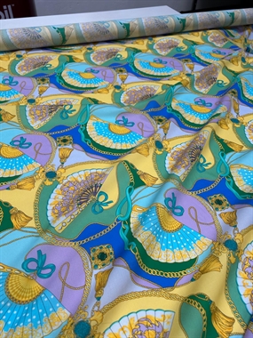 Vævet bomuldsstof med vifter