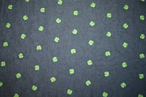 Bomulds denim med grønne kløvere