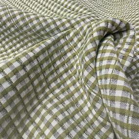 Quiltet bomulds stof med grønne tern