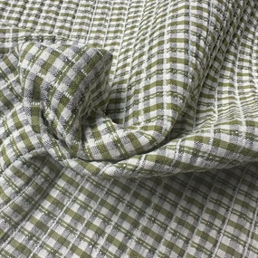 Quiltet bomulds stof med grønne tern