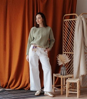 Quiltet bomulds stof med grønne tern