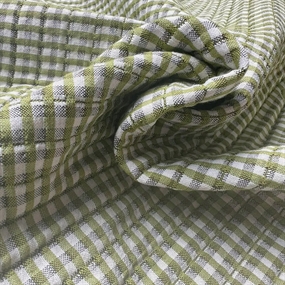 Quiltet bomulds stof med grønne tern