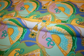 Vævet bomuldsstof med vifter