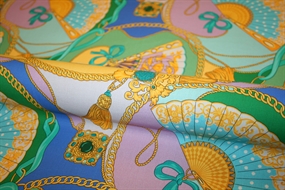 Vævet bomuldsstof med vifter