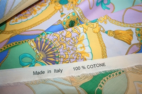 Vævet bomuldsstof med vifter