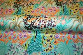 Bomuldsstof med botanisk print