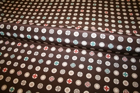 Deadstock silke stof med LV loger på brun bund