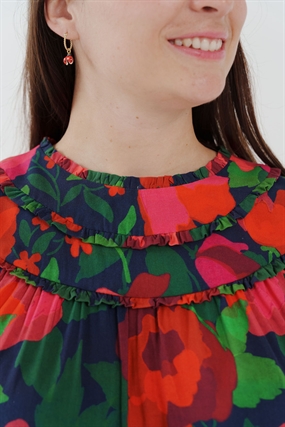 Vævet viskose med store blomster \'Roseraie\'