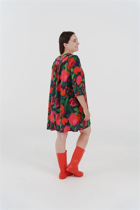 Vævet viskose med store blomster \'Roseraie\'