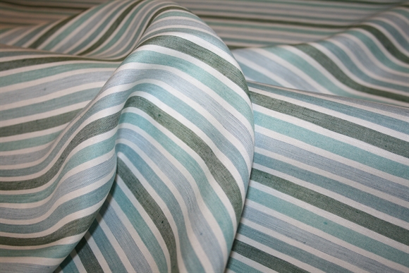 Italiensk hørblanding med vandrette striber i grøn/blå