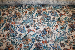 Hør stof med orientalsk print