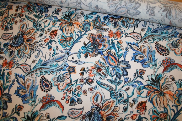 Hør stof med orientalsk print