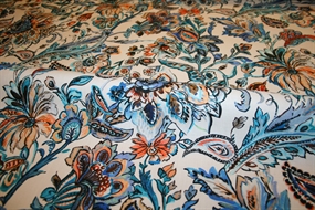 Hør stof med orientalsk print