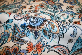 Hør stof med orientalsk print