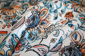 Hør stof med orientalsk print