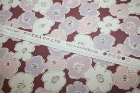 Japansk bomuldsstof \'Smokey Bordeaux\' fra Kokka