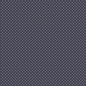 Mørkeblå bomulds poplin med hvide prikker