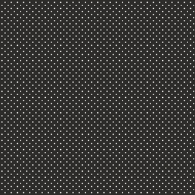 Sort bomulds poplin med hvide prikker
