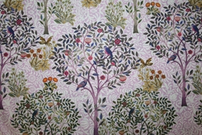 Bomuld med træer og fugle