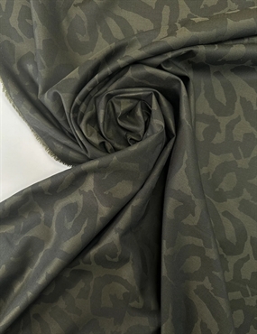 Mørkegrøn viskose jacquard med leopardmønster