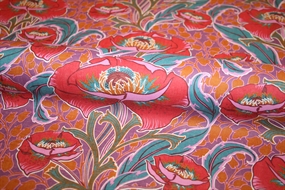 Liberty stof hør -og bomuldsblanding med valmuer 'Rossetti's Garden'