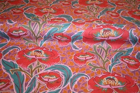 Liberty stof hør -og bomuldsblanding med valmuer \'Rossetti\'s Garden\'