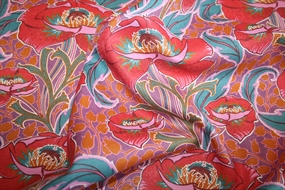Liberty stof hør -og bomuldsblanding med valmuer \'Rossetti\'s Garden\'