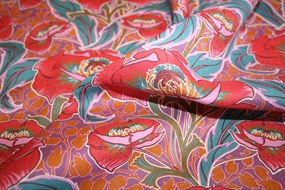 Liberty stof hør -og bomuldsblanding med valmuer \'Rossetti\'s Garden\'