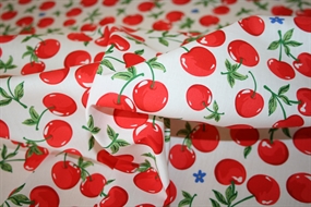 Bomulds poplin med kirsebær