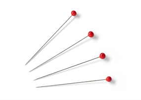 Prym knappenåle med rødt glashoved