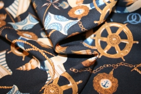 Vævet viskose stof med nautisk print