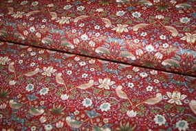 William Morris stof \'Mini Strawberry Thief Red\'