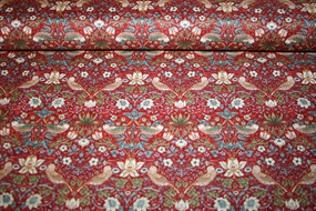 William Morris stof \'Mini Strawberry Thief Red\'