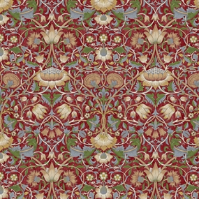 William Morris bomulds stof 'Lodden Crimson'