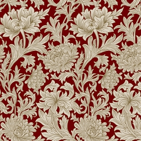 William Morris bomulds stof 'Chrysanthemum Tonal Crimson'
