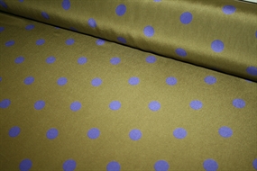 Mosgrøn silke med lilla prikker