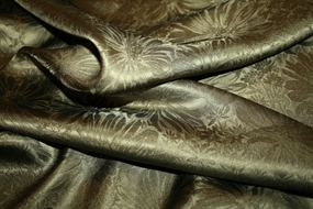 Blomstret mosgrøn silke jacquard stof