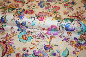 Silke jacquard med guldlurex og paisley print