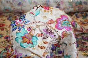 Silke jacquard med guldlurex og paisley print