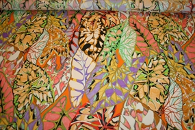 Silke crepe de chine med farverigt mønster