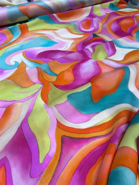 Silke stof med modeprint