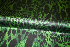 Sort/grøn leopard printet silke stretch