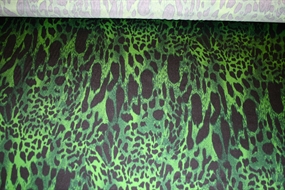 Sort/grøn leopard printet silke stretch