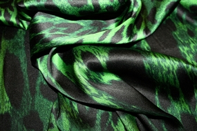 Sort/grøn leopard printet silke stretch