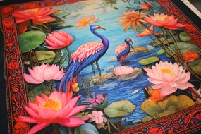 Tørklæde-silke med traner