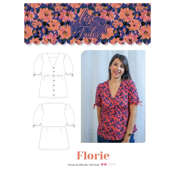 Snitmønster til bluse med pufærmer \'Florie\'