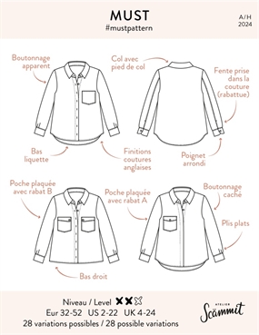 Symønster til skjorte 'Must' fra Atelier Scämmit