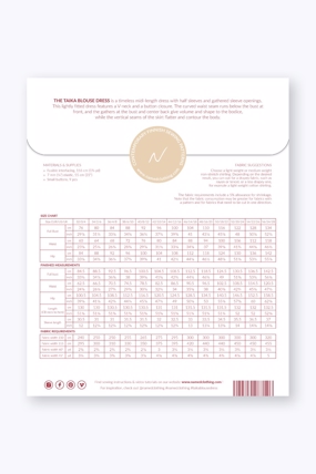 Snitmønster til feminin kjole og bluse \'Taika\'