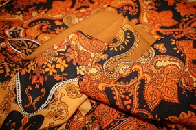 Uld- og silkeblanding til tørklæde i orange nuancer